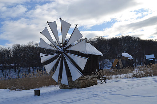 Windmühlen im Winter
