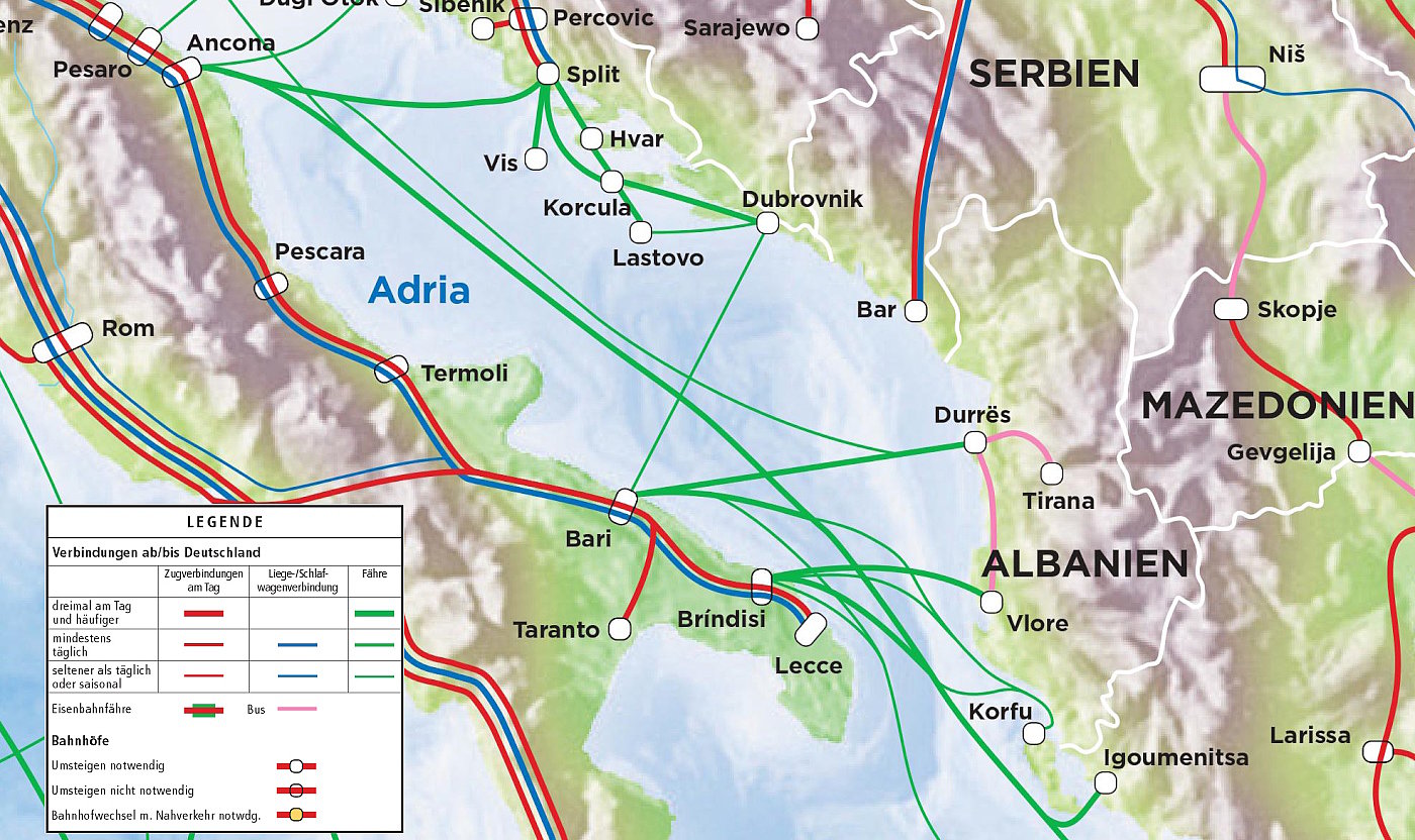 Anreise Albanien mit Zug, Bus und Fähre